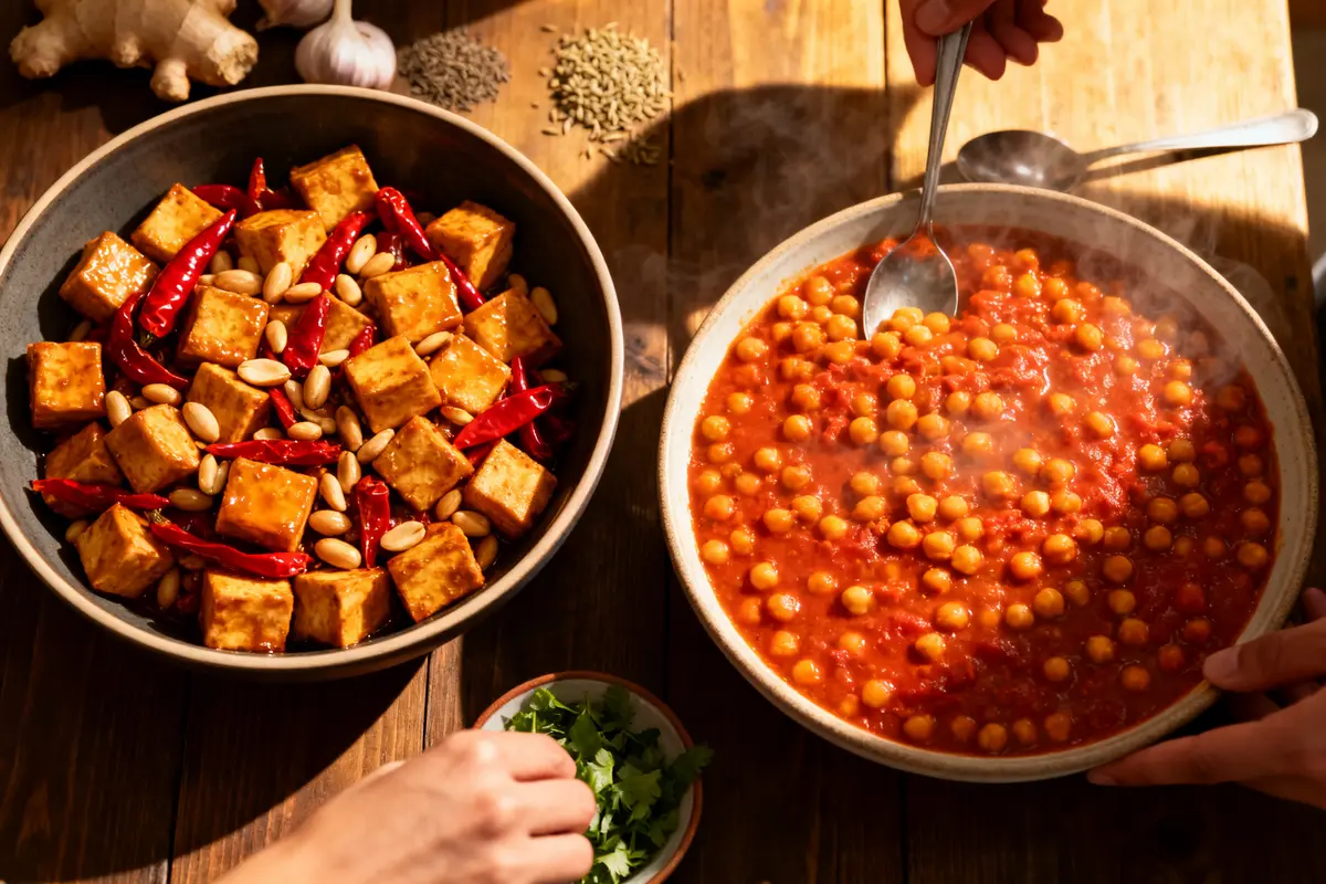 Vegetarische Chinese en Indiase gerechten die vlees volledig overbodig maken